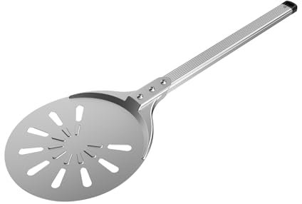 Honsdom Pelle à Pizza Ronde, Pelle Pizza Perforée 8 Pouces avec 40cm Manche en Amovible, pour Plaques à Pizza de Cuisine et Maison