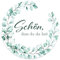 Aufkleber Schön dass du da bist 4,5 cm - Hochzeit Sticker ideal für Gastgeschenk in vielen verschiedenen Designs (80x Stück, Eukalyptus Kranz)