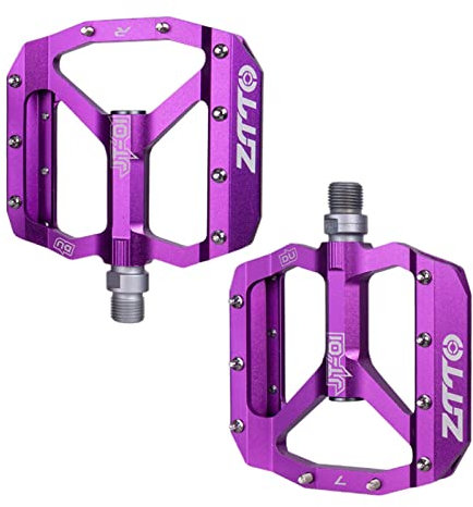 Harilla MTB Pedale abgedichtetes Lager rutschfeste ultraleichte Aluminiumlegierung 12 mm Fahrrad Flache Plattform Pedal Fahrradzubehör - Violett
