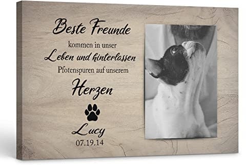 Deutsam Personalisierte Leinwand Beste Freunde Geschenk für Hundebesitzer Haustier Hund Erinnerung Deko Leinwand mit Bild Hund gestorben Andenken