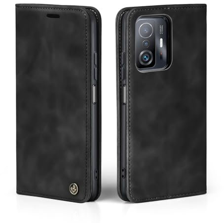 LBH Handyhülle für Xiaomi 11T / Xiaomi 11T Pro in Schwarz mit Karten- und Geldfach Smartphone Hülle mit Standfunktion Flip Case Schutzhülle Magnetverschluss Vintage