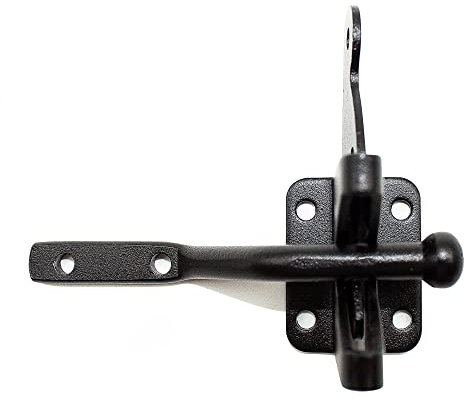 DOJA Barcelona | Loquet Portail | Serrure Portail Exterieur | 48 x 38 x 58 mm | Zinc Galvanisé Noir | Verrou Porte Automatique pour Abri de Jardin, Portillon de Jardin, Serrure Porte Exterieur Bois