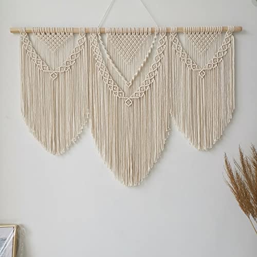 Hibisaws Tapiz de macrame pared de arte tejido, decoración de habitaciones, balcón, 110 cm (ancho) x 82 cm (alto) (B)