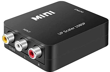OcioDual Adaptador RCA a HDMI, Adaptador HDMI a AV, Convertidor RCA a HDMI, Conexión Audio Estéreo y Video 1080p PAL/NTSC para PC, TV, PS1, PS2, N64, HDMI2AV, Negro