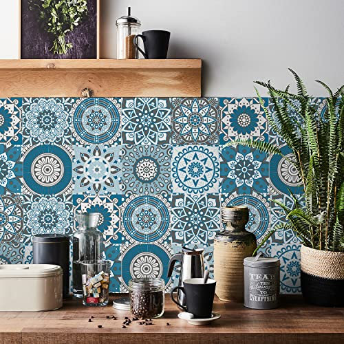 HORIWE Fliesenaufkleber Mosaik Wandfliese Aufkleber 24 Stück PVC Fliesensticker Fliesen Marokko Selbstklebende Tapete Wasserdicht Wandaufkleber für Küche,Schrank,Möbel,Tisch