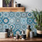 HORIWE Mosaico Muro Piastrelle Adesivi 24 Pezzi PVC Piastrelle Adesivi Marocco Autoadesivo Carta da parati Impermeabile Adesivi murali per la cucina, guardaroba, da tavolo (15x15cm(6x6),Blu2)