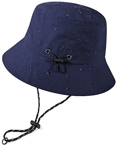 Voqeen Sonnenhut Fischerhut Damen Herren Outdoor Faltbar Anglerhut Sonnenschutz Wasserdichter UPF 50+ Unisex Sommerhut Wanderhut Regenhut 54-62cm,Marineblau