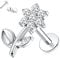 16G Labret Schmuck Titan Labret Ohrstecker Innengewinde Flatback Labret Ohrringe mit Blume CZ Lippenstecker Tragus Piercing Schmuck 8mm Monroe Medusa Helix Ohrstecker Lappen Knorpel Muschel Ohrringe