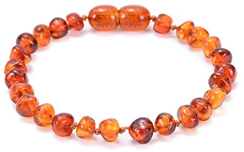 Skcess Bracelet Teenager Bernstein, Armband Herren Yoga Sekt Elastische Glatte Natursteinperlen Steinarmbänder 15CM