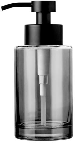 Enra Distributeur de Savon Liquide en Verre épais avec Pompe en Acier Inoxydable, 340,2 g, pour Salle de Bain, Cuisine (Pompe Noire)