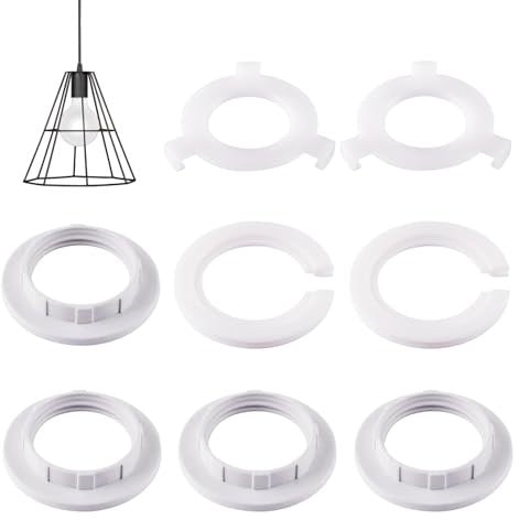 NAYAGOGO 8 Pack White Lamp Shade Reducer Set - 3 Sizes - 2 x E27 to E14 Lampshade Reducer, 2 x E14 Screw Collar Ring (Inner Diameter: 29 mm)