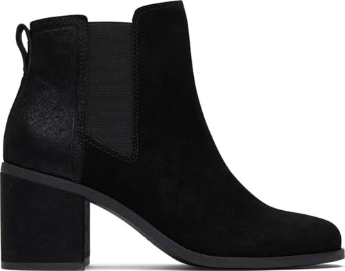 TOMS Women's Evelyn Chelsea Boot, Black Suede/Metallic Suede, 3.5 UK