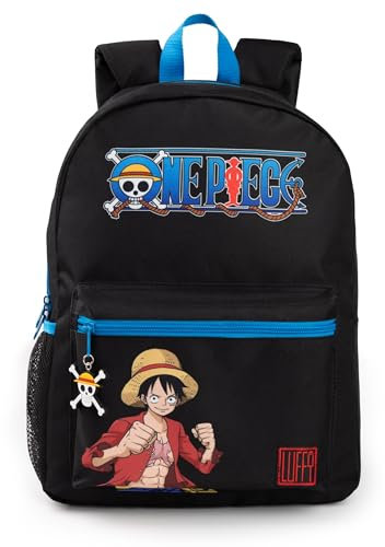 One Piece Luffy Boys sac à dos | Sac à dos noir avec bretelles réglables | Sac d’école de sport pratique et organisé | Anime Game Series Movie Merchandise Cadeaux pour enfants et adolescents
