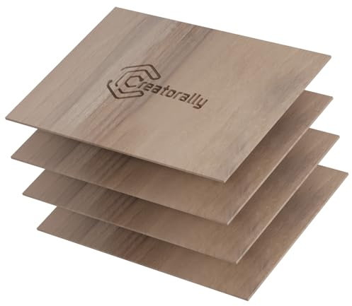 Creatorally Madera Contrachapada 3mm, A4 Tablero de Contrachapado para Corte Laser, 4 Piezas Contrachapados sin Terminar para Grabado Láser, CNC, Pintura Modelo Bricolaje (Nogal Negro)