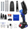 Mini motosega a batteria, aggiornamento 4 & 6 pollici Mini motosega a batteria Blocco di sicurezza, Mini motosega portatile, motosega a mano a batteria a una mano per alberi, rami boschivi
