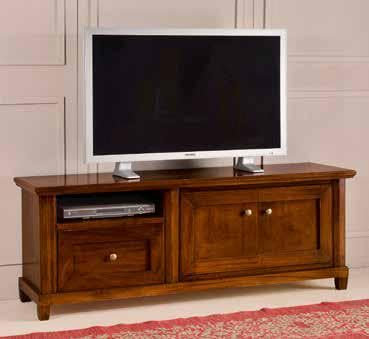 Mar.c.a. Design - TV-Schrank für Wohnzimmer aus Pappelholz, Maße 160 x 45 x 57 cm, Qualität Made in Italy (2 Türen + 1 Schublade + 1 Fach, dunkle Nussbaum)