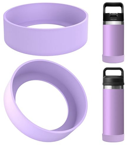 Linkidea Lot 2 bottes bouteille d'eau compatibles avec YETI Rambler Jr. Kids 12 oz, bouteille Rambler 12 oz/18 oz, Yonder 20 oz/25 oz, couvercle inférieur bouteille en silicone (Violet)