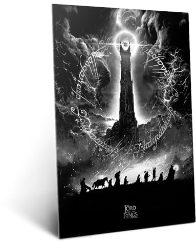 Displate Metallposter Der Herr der Ringe - Middle-Earth - One to Rule Them All Plakat - Bilder für Wohnzimmer Schlafzimmer - Geschenk - Wanddeko Poster 32 cm x 45 cm