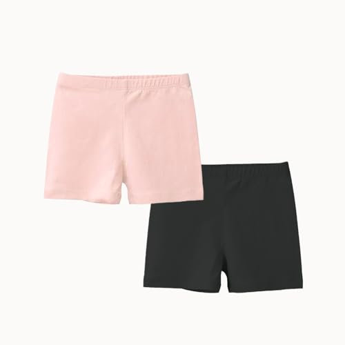 Silkglory Modal Algodón Pantalones Ciclismo Cortos Niñas, Verano Algodón Deportivos para Niñas para Baile y Corree, 2 Packs,3-5 Años,Negro/Rosa