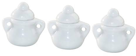 LABRIMP 3pièces Mini Sucriers Pot De Rangement Imitation Céramique Blanc Décoratifobjets Miniatures pour Maison De Poupée Et Modèle Réduit