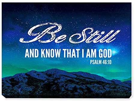 JANLAN PSALM 46:10 Wanddekoration, Bibelvers auf Leinwand, Wandkunst, Be Still And Know That I am God, christliche Wanddekoration für Zuhause, Schlafzimmer, Wohnzimmer