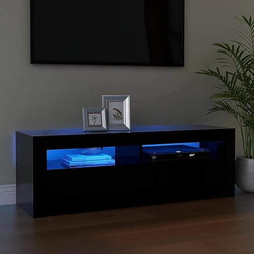 Keyroto Mobile Porta TV 120 cm Lunghezza Mobile TV con Luci LED Mobile TV Soggiorno Porta TV Moderno Mobili per tv-Nero-120x35x40 cm
