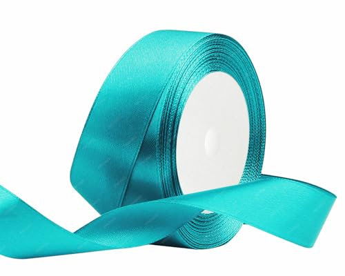 Türkis Satinband 25mm x 22 Meters Stoffbänder für Geschenkverpackungen, Blumensträuße, Kunsthandwerk und Hochzeitsdekoration