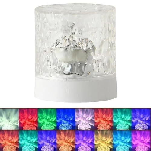 Crystal Table Lamp - Northern Lights Lamp, oceans wavess Projector | Northern Lights oceans wavess Projector Light, Galaxy Star Projector Water Projector Light with 16 Light Effects, Night Light for B