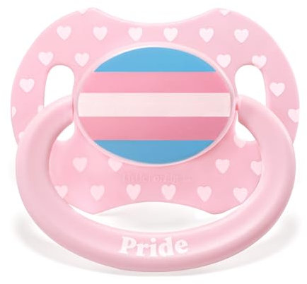 LittleForBig Großer Saugerschild Bedruckter Schnuller der Generation II in Erwachsenengröße Trans Pride Muster Rosa
