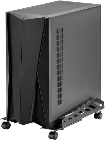 Outshine Gaming Hauler - Carro de CPU ajustable y resistente, soporte para PC móvil con ruedas de bloqueo, se adapta a hasta 25 kg, protege contra el polvo, mejora la ventilación, marco de acero