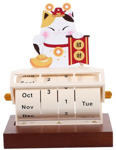 COHEALI Rotierender Kalender Aus Holz Dekoration für Zuhause Büro Blockkalender Schreibtisch Dekorativer Tisch