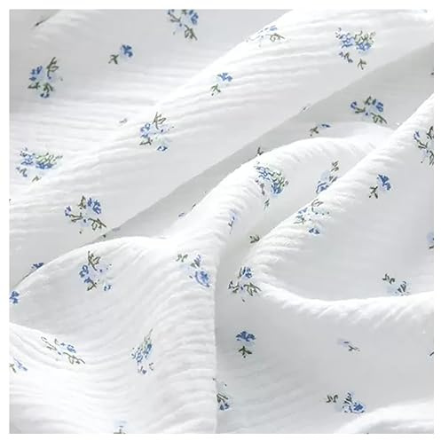 BrightGlow Baumwollstoff 100% Baumwolle Kleinkinder Musselin-Stoff Double Gauze Stoff Bedruckte Kinderstoff Dekostoff Kostümstoff für Bekleidung Deko 17# 200X130cm