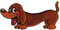 Hund Dackel Braun Aufnäher zum aufbügeln oder aufnähen Bügelbild Aufbügler für Kleidung gestickter Bügelpatch Applikation Patch Größe 8,2 x 3,8 cm