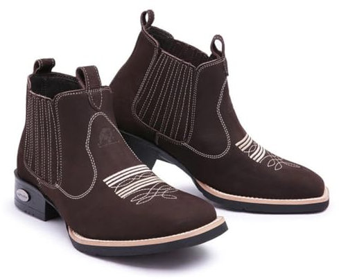 Stickerei Cowboystiefel Herren Quadratische Zehen Vintage Chelsea-Stiefel Klassische Stiefel Wasserdicht-Leder Kuhfell,Dark Brown,44 EU