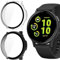 ZoRoll 2 pièces Coque Compatible avec Garmin Vivoactive 5 Étui de Protection avec Verre Trempé, Rigide Anti-Rayure PC Coque Compatible avec Garmin Vivoactive 5 - Transparent + Noir