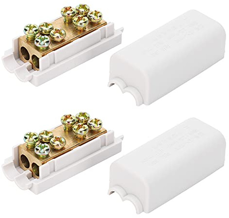 Haosie 2Pcs Blocs de Jonction, 1000 V 80 A T Type Connecteur, Connecteur de Fil Conducteur en Laiton, Bloc de Jonction de Câblage 1 Entrée 2 Sorties,pour Fil de 2.5 à 10mm²