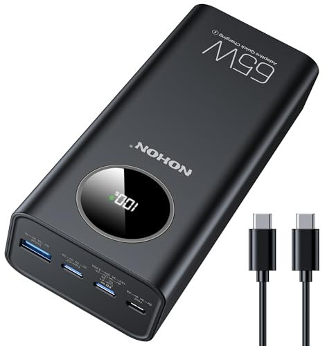 NOHON 65W Batterie Externe Power Bank: 4 Ports 26800mAh Batterie Chargeur Portable USB C PD 3.0 Charge Rapide avec écran LED, Compatible avec iPhone16 15 14 13 12 11 Mini/Pro/Pro Max Macbook