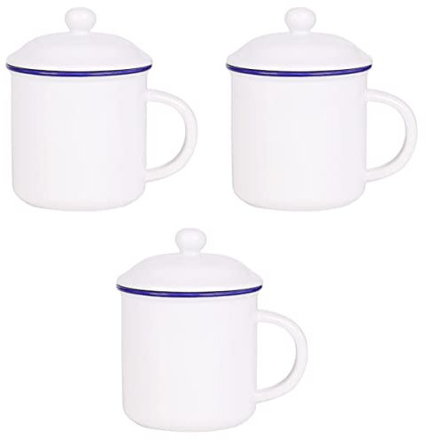 ABOOFAN 3 Stk Retro-wasserglas Tee Becher Stapelbarer Becher Einzeltassen-kaffeemaschine Neuartige Kaffeetassen Cappuccino-becher Teetasse Espressotassen Vintage Kaffeetassen Emaille Weiß