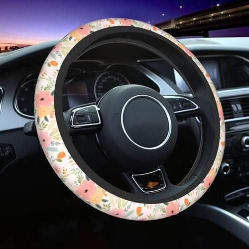 Universal-Lenkradhülle, rosa Blumen, dekoratives Zubehör für die meisten Autos