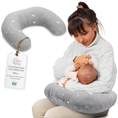 Totsy Baby Coussin Allaitement et Grossesse 130 cm - Coussins d'allaitement Bebe et Oreiller de maternité pour Femme Enceinte Coton Petit oreillers Maternite Oeko-Tex Lunes