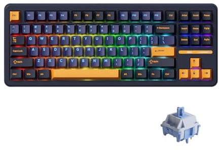 Akko TAC87 Teclado mecánico con cable de 88 teclas, 80% TKL disposición EE. UU., Teclado mecánico para juegos Horizon Hot-Swap con teclas PBT de perfil Cherry (interruptor de duplicación)