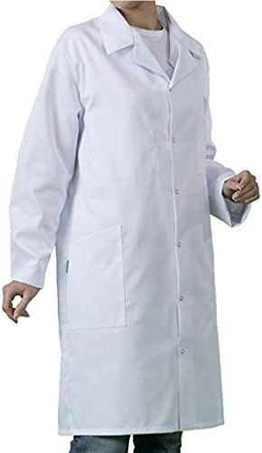 Blouse blanche chimie lycée laboratoire coton blanc manches longues Blouse medicale femme/homme convient également aux collèges chimie 2 poches médecin infirmière Uniforme Medical Femme