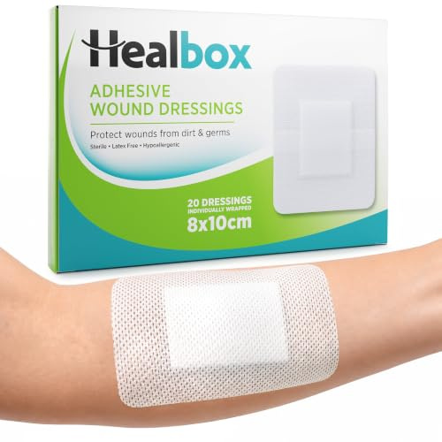 Healbox Apósitos Adhesivos para Heridas 8 cm x 10 cm – Caja de 20