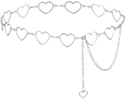 Kettengürtel Herz Gürtel Kette Damen Taillenkette Verstellbarer Taillenketten Metall Mode Taillengürtel Verstellbare Hohlen Design Taille Modischer Bauchkette für Kleider Jeans