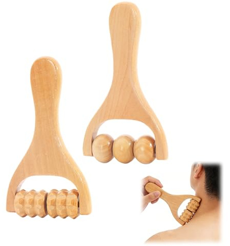 2 Pièces Massageroller aus Holz Anti-Cellulite-Palpieren und Rollen Kit Maderotherapie Complet Corps Cellulite cadeau pour hommes et femmes