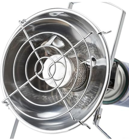 1,0 kW Außenheizung, Heizungen, Gasheizung, Edelstahl, Geeignet für Zelte und Campingkocher, Kompatibel mit den meisten Kassetten-Gaskartuschen, Silber, 1 Stück