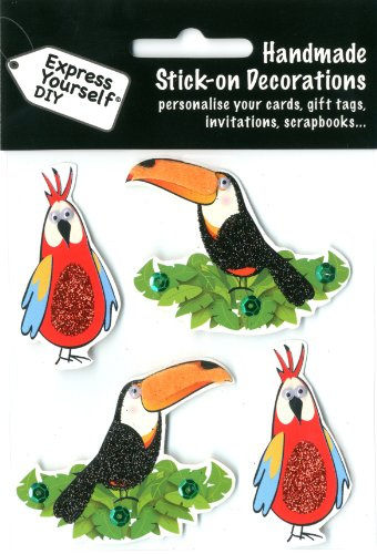 Express Yourself DIY, self Adhesive, Parrot & Toucan Topper - Ideal for Card Making, Scrapbooking, Papercrafts, Childrens Crafts etc