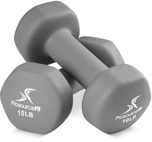 ProsourceFit Neoprene Dumbbell Coated for Non-Slip Grip, 10 lb, Grau