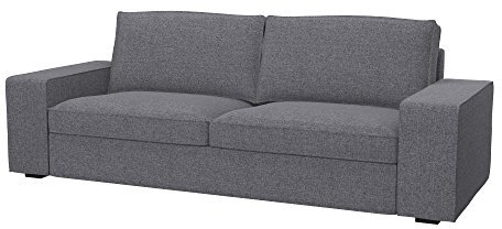 Soferia Kompatible Ersatzbezug fur KIVIK 3er-Sofa, Stoff Naturel Grey (FLECKENBESTÄNDIG), Grau