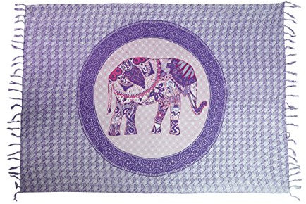 Ciffre Sarong Pareo Wickelrock Strandtuch Tuch Schal Hüftrock Lunghi Dhoti Batik Lila Elefant Afrika Elefanten Muster Wandbehang